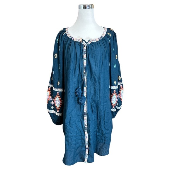 Sundance Dresses & Skirts - Sundance Women's Mini Dress Blue/Green Aztec Embroidered
